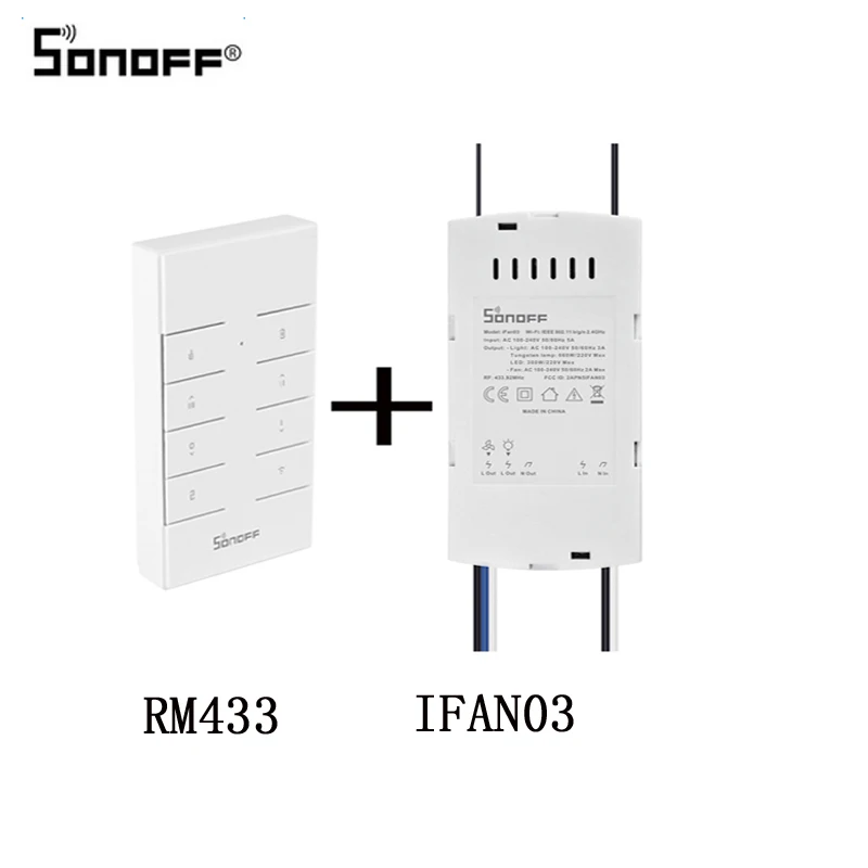 Sonoff IFan03 конвертировать неумный светодиодный CeilingFan в WiFi Smart CeilingFan приложение дистанционное управление ВКЛ/ВЫКЛ - Комплект: IFan03 add RM433