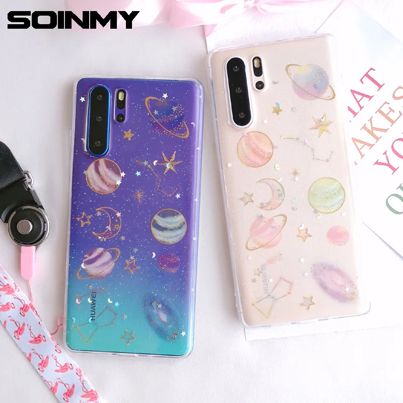 Glitter Space Star Clear case for huawei p30 pro p30 lite p30 transparent soft silicone TPU Funda for huawei p20 lite case cover