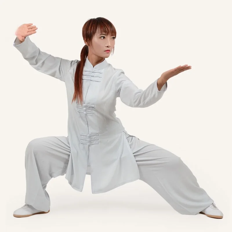 Tai Chi эластичная традиционная китайская одежда для женщин Интернет-магазин кунг-фу наряд крыло Chun Wushu одежда TA1194 - Цвет: gray