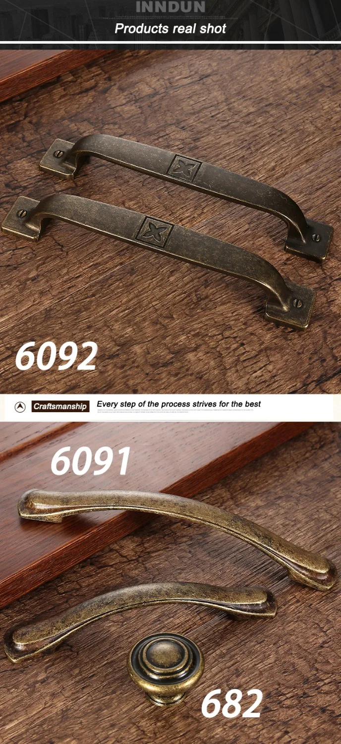 AOBT Retro Metal Antique Brass 96mm 128mm Kitchen Cabinet Door Handle Furniture Drawer Knobs Wardrobe Cupboard Pulls Handles 610