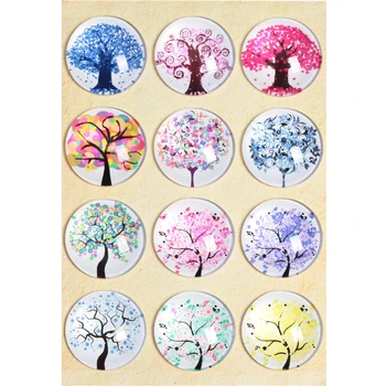

10-30pcs 10mm-30mm Round Handmade Colorful Trees Photo Glass Cabochons Base Setting Jewelry Charms Accessory No.1020