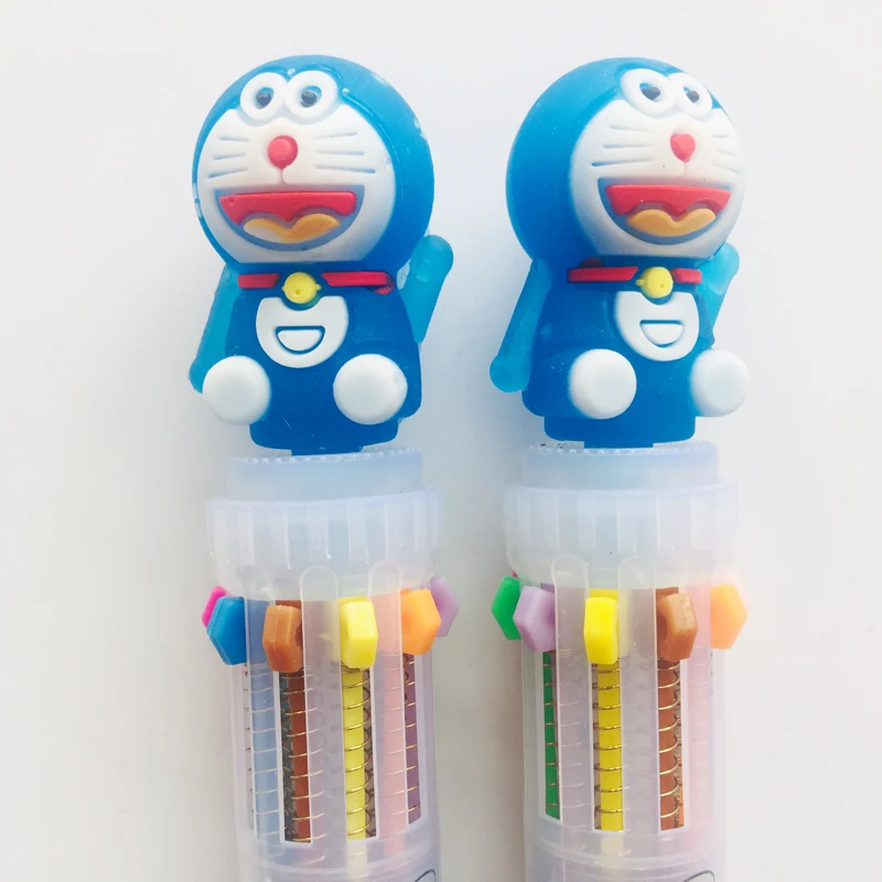 1 шт., силиконовая ручка Doraemon 10 в 1, цветная Шариковая ручка для печати, для офиса, школы, офиса, ручки для рисования, Детские канцелярские принадлежности