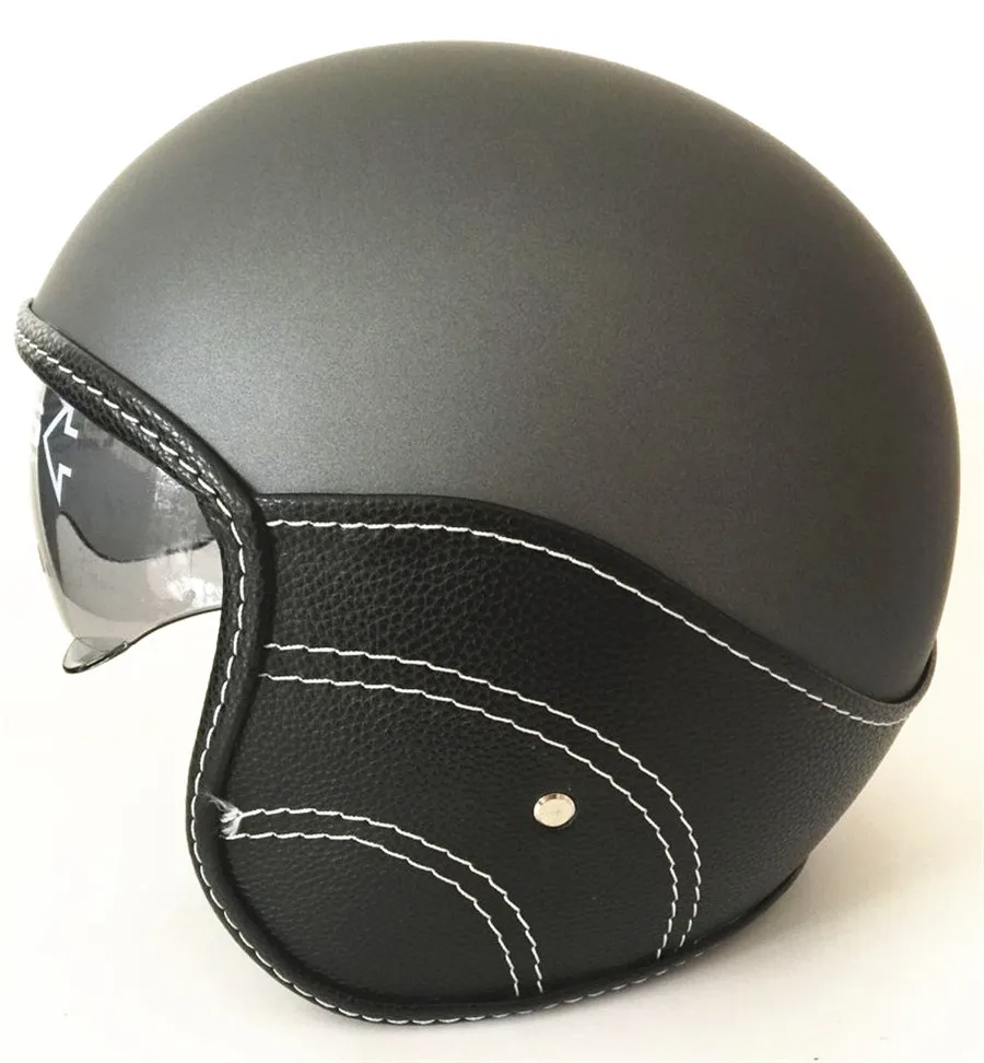 Мотоциклетный шлем 3/4 с открытым лицом мотоциклетные шлемы ABS XS M L XL французским людям нравится - Цвет: half leather