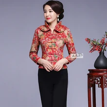 Китайские куртки, женское осеннее пальто с длинными рукавами, плюс размер 4XL, верхняя одежда с двойным воротником, костюм для мамы, свадьбы, танга, одежда, M-4XL