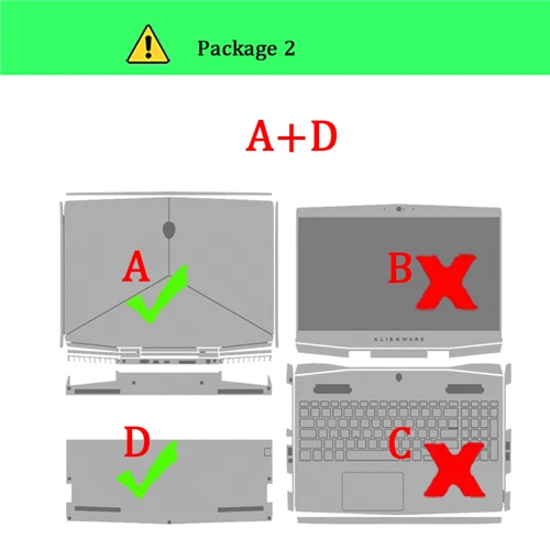 Тетрадь кожи ноутбук Стикеры для Alienware 15 M15X R2 R3 R4 AW15R2 ALW15C AW15R4 M15 ноутбук защитная пленка - Цвет: Package-2    A D