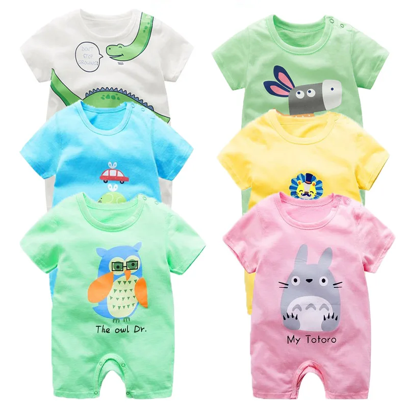 

baby clothing 100% cotton unisex rompers baby boy girls short sleeve summer cartoon toddler cute Clothes 0-3M 6M 9M 12M 18M 24M