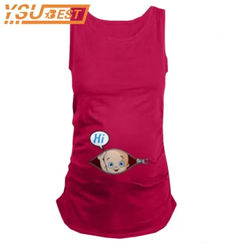 

New 2019 Summer Cartoon Funny Maternity Shirts Maternity Nursing Clothes Comfortable Maternity T-Shirt O-Neck Sleeveless