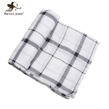 

Marte&Joven New Spring Black Plaid White Scarf for Women Luxury Lattice Soft Muslim Hijab Ladies Long Fringe Scarves Shawl Wraps