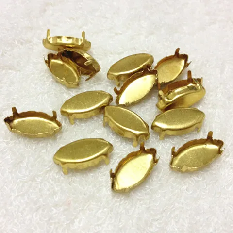 

No Holes Navette Marquise Raw Brass Metal Claw Setting 4x8, 5x10, 4x15, 7x15mm,9x18mm,13x27mm,17x32mm