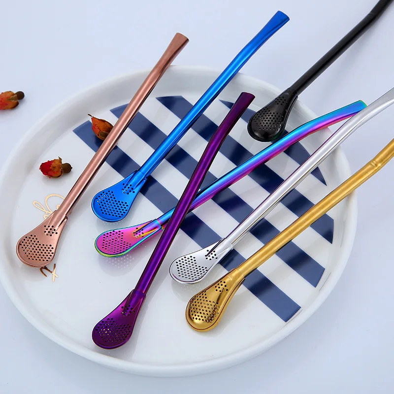 

1pc Drinking Straw Stainless Steel Yerba Mate Straw Gourd Bombilla Filter Spoons Reusable Metal Pro Tea Tools Bar Accessories