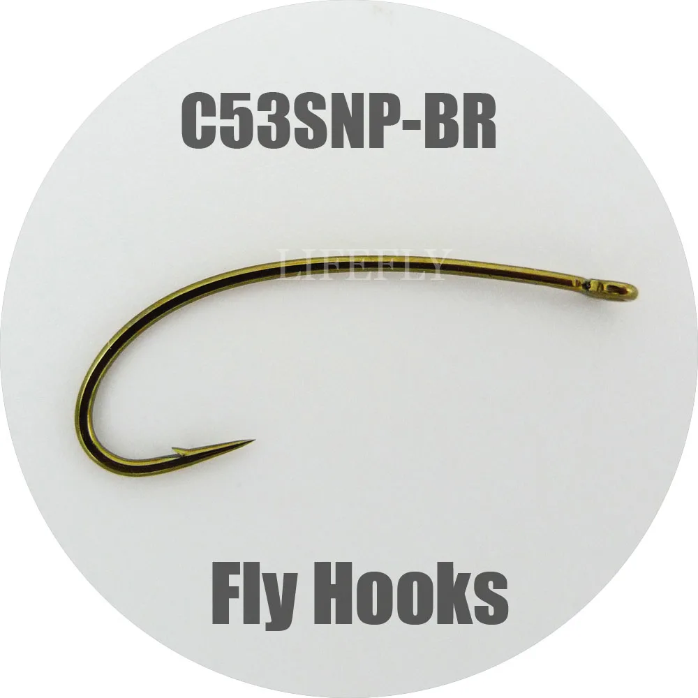 

C53SNP-BR, 100 Fishing Hooks, Long Curved Hook, Fly Tying, Fly Fishing