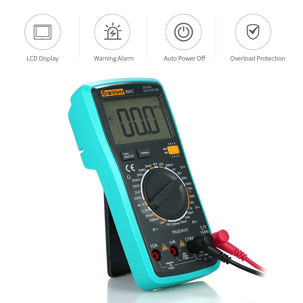 

Temperature Instruments LCD Digital True RMS Multimeter Detector DC/AC Voltage Current Meter Capacitance Resistance Diode Tester