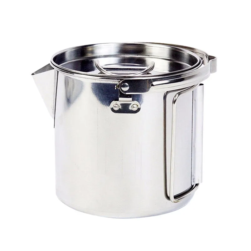 Acero inoxidable al aire libre hervidor 1.2L senderismo Camping tetera Portable colgante Pot