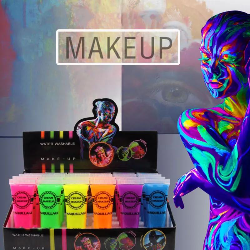 

19g 6 Colors Body Paint Face Makeup Painting Flash Acrylic Glowing Halloween Party Fancy Dress Makeup Tools