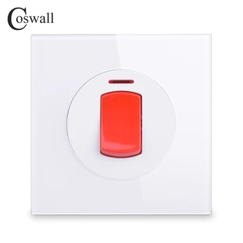 

Coswall 45A DP Switch With Neon High Power Water Heater On / Off Electric Wall Air Conditioner Switch Crystal Glass Panel