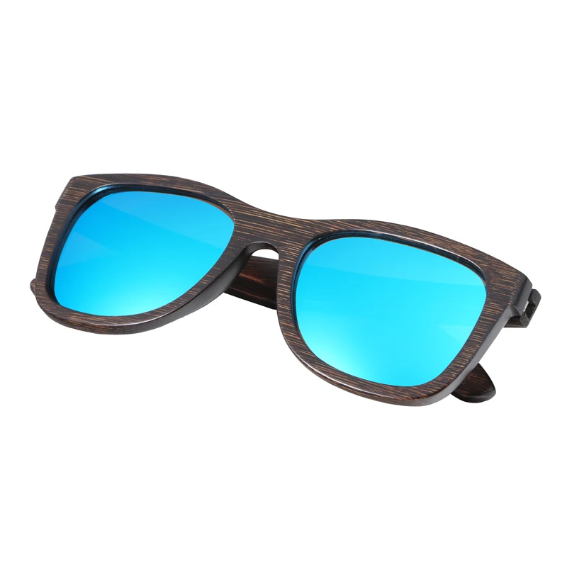 light blue lens BerWer новые модные солнцезащитные очки мужские и женские очки бамбуковые солнцезащитные очки коричневого цвета деревянная оправа солнцезащитные очки ручной работы - Цвет линз: light blue lens