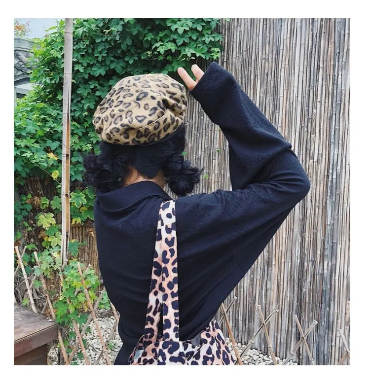 beret hats for women Beret Leopard Autumn Winter beret women        berets caps for women (4)