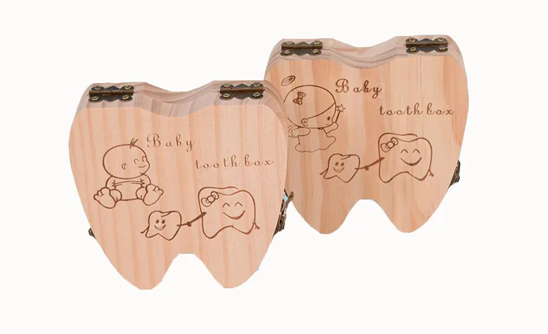 Английская форма зуба детское дерево коробка для хранения зубов дети молоко зубы сохранить чехол Keepsakes коробка дети Teethbox мальчик девочка Каппа