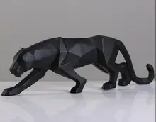 Modern Abstract Black Panther Sculpture Geometric Resin Leopard Statue Wildlife Decor Gift Craft Ornament Accessories Furnishing