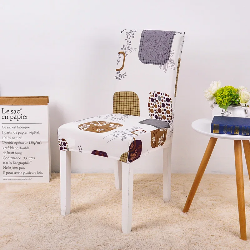 Чехлы для стульев для столовой, эластичные чехлы из спандекса с цветочным принтом, съемные эластичные моющиеся универсальные эластичные чехлы - Цвет: color9