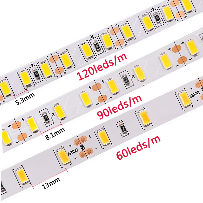 Epistar чип SMD 5630 Светодиодная лента светильник 5 м 60 светодиодов 90 светодиодов 120 светодиодов/м не водонепроницаемый коммерческий 5730 светодиодный светильник Канатный натуральный белый 5 м