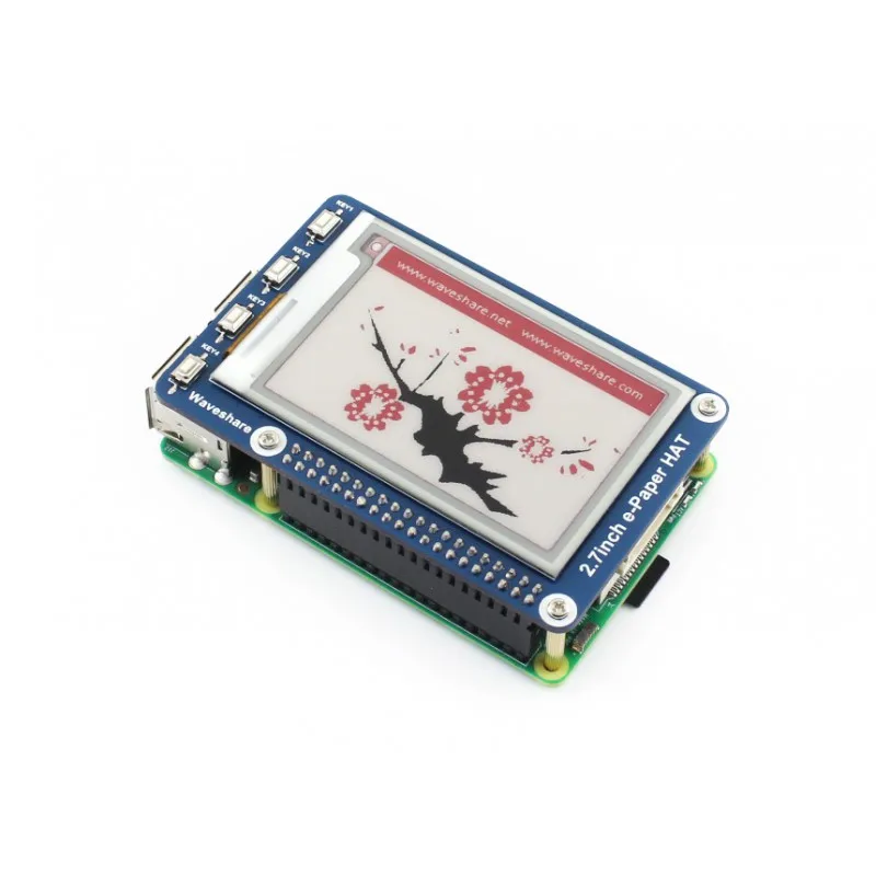 

2.7''e-paper,264x176,2.7inch E-Ink display HAT for Raspberry Pi, SPI interface,Compatible with Raspberry Pi 3B/3B+/Zero/Zero W