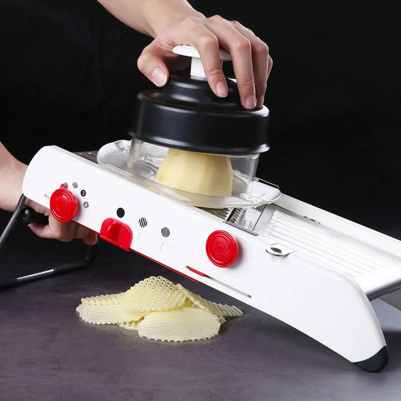 

Mandoline Slicer - Stainless Steel Vegetable Julienner Built-in Adjustable Thicknesses Blades, Non-Skid Feet and Hand Guard