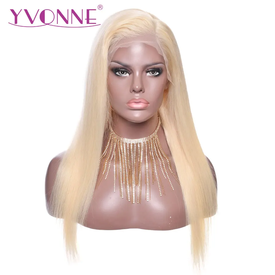 

YVONNE Straight Blonde Human Hair Wigs Brazilian Remy Hair Lace Front 613 Wig