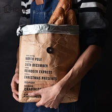 24x12x38cm Black Brown Durable DuPont Paper Lunch font b Bag b font Coffee Bread Storage Insulated