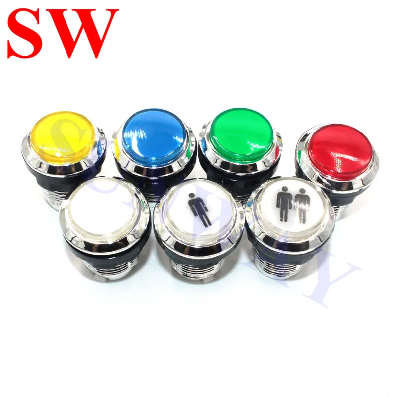 

1PC 12V LED Chrome coin Push Button Silver Plated 1 Player 2 Player lighted push Button LED Illuminated Button with microswitch