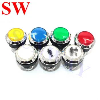 

1PC 12V LED Chrome coin Push Button Silver Plated 1 Player 2 Player lighted push Button LED Illuminated Button with microswitch
