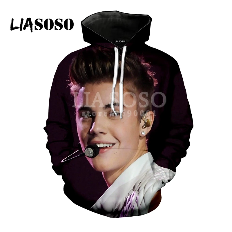 LIASOSO 2018 New Fashion Justin Bieber J.B 3D Print Women Men Hooded Hoodies Sweatshirts Pullover Harajuku Hip Hop Hoodies X0634
