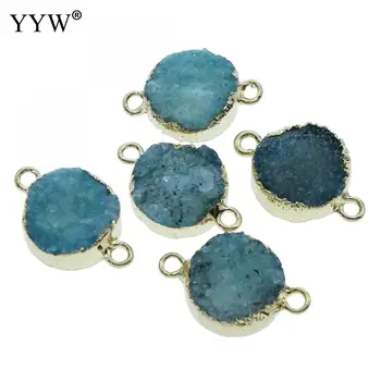 

5pcs/lot Ice Quartz Agates Connector Pendants Charms Natural Druzys Connector 19x12x5mm for DIY Necklace Necklace Jewelry Making