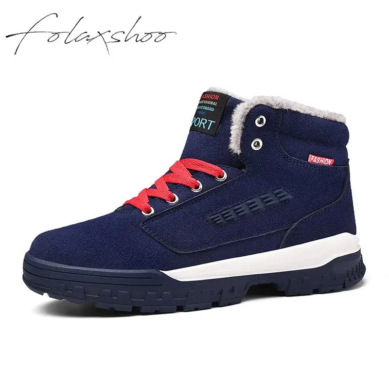

Folaxshoo Warm Winter Casual Shoes Men Flats Plush Ankle Shoes Stylish Fashion Velvet Footwear Soft Breathable Outdoor Men Shoes