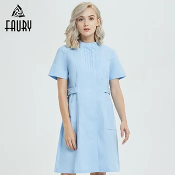 

Nurses Summer Workwear Short-sleeved Round Neck Winter Long-sleeved Hospital Medical Pharmacy Beauty Salon Uniforms Lab Coat