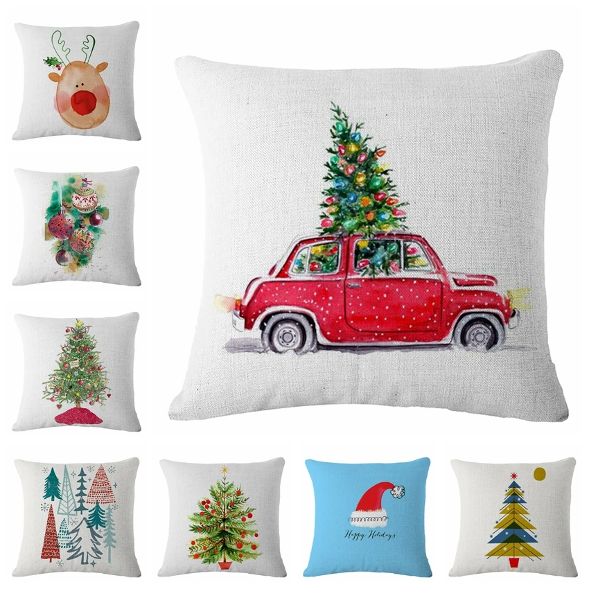 

cartoon happy Christmas Cushion(No Filler) Polyester Family affection Sofa Car Seat family Home Decorative Throw Pillow