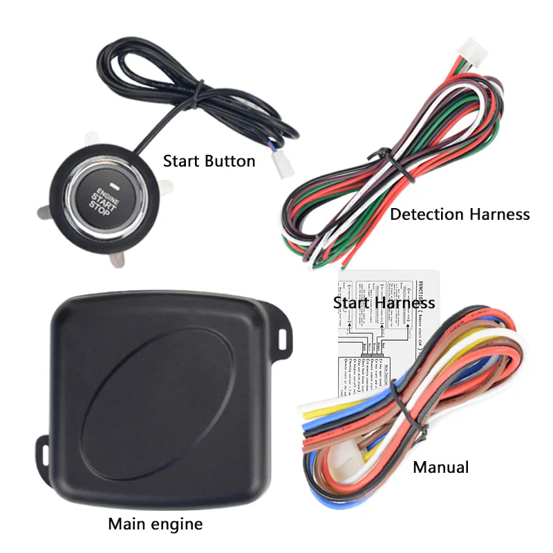 12V Car Alarm One Start Stop Button  auto Engine Push No RFID Lock Keyless Entry System  Lock Anti-theft System RU In Stock