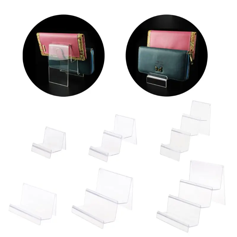 

JAVRICK Clear Acrylic Wallet Display Stand Holder Leather Handbag Purse Jewelry Stand Racks High End Organizer