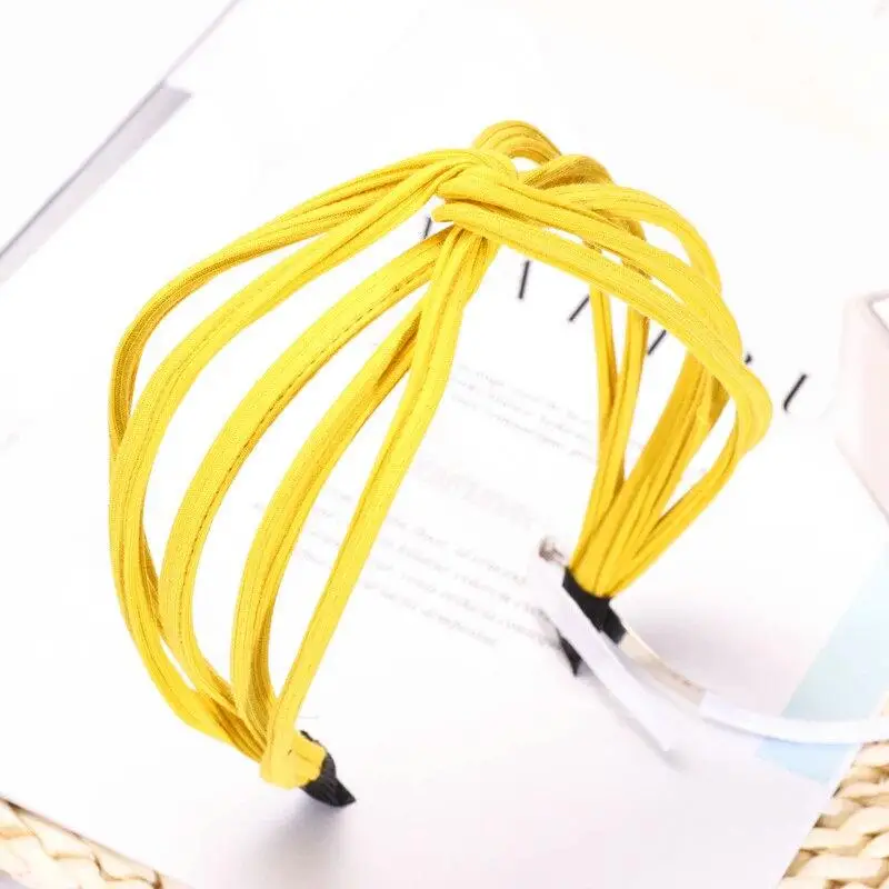 Yellow 1 шт. новые милые тканевые повязки для волос, повязки на голову для женщин, женские эластичные повязки на голову, одноцветная повязка на голову для женщин, аксессуары для волос, головные уборы - Цвет: Yellow