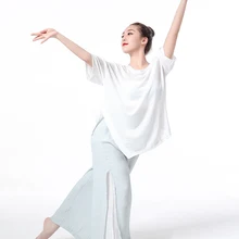 Свободные большие рубашки для латинских танцев, сексуальные вязаные женские бальные топы для танго, ча Сальса Румба, Современная Одежда для танцев, костюмы для йоги, футболки