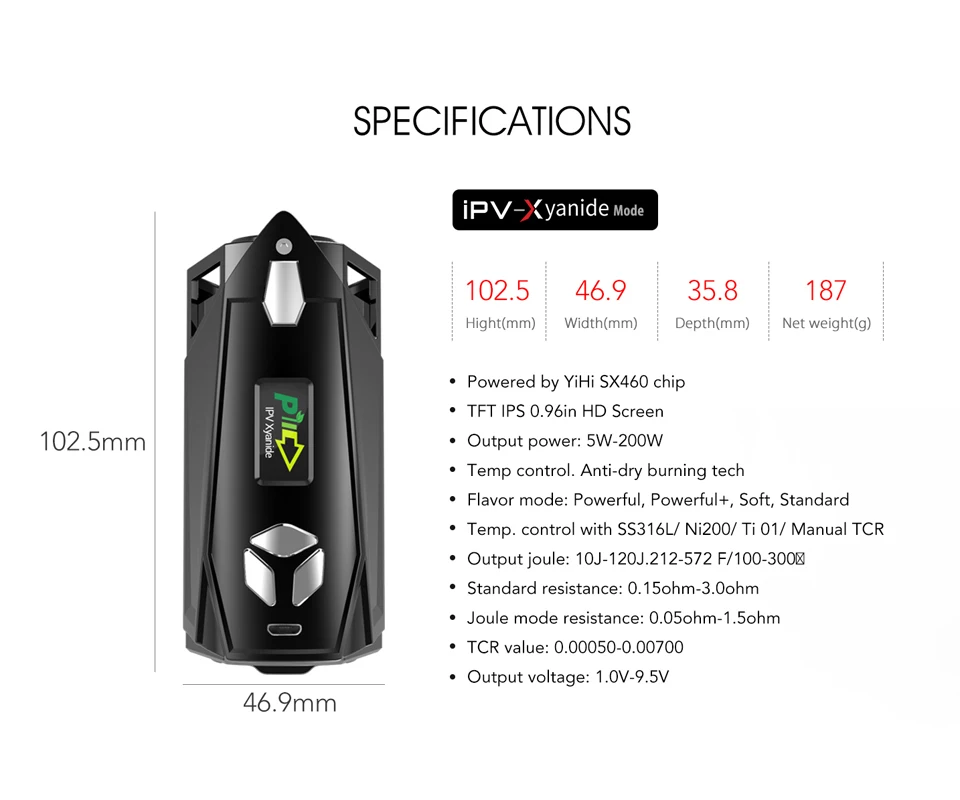  IPV Xyanide 200W YiHi SX460 Chip TC Box Mod  (3)