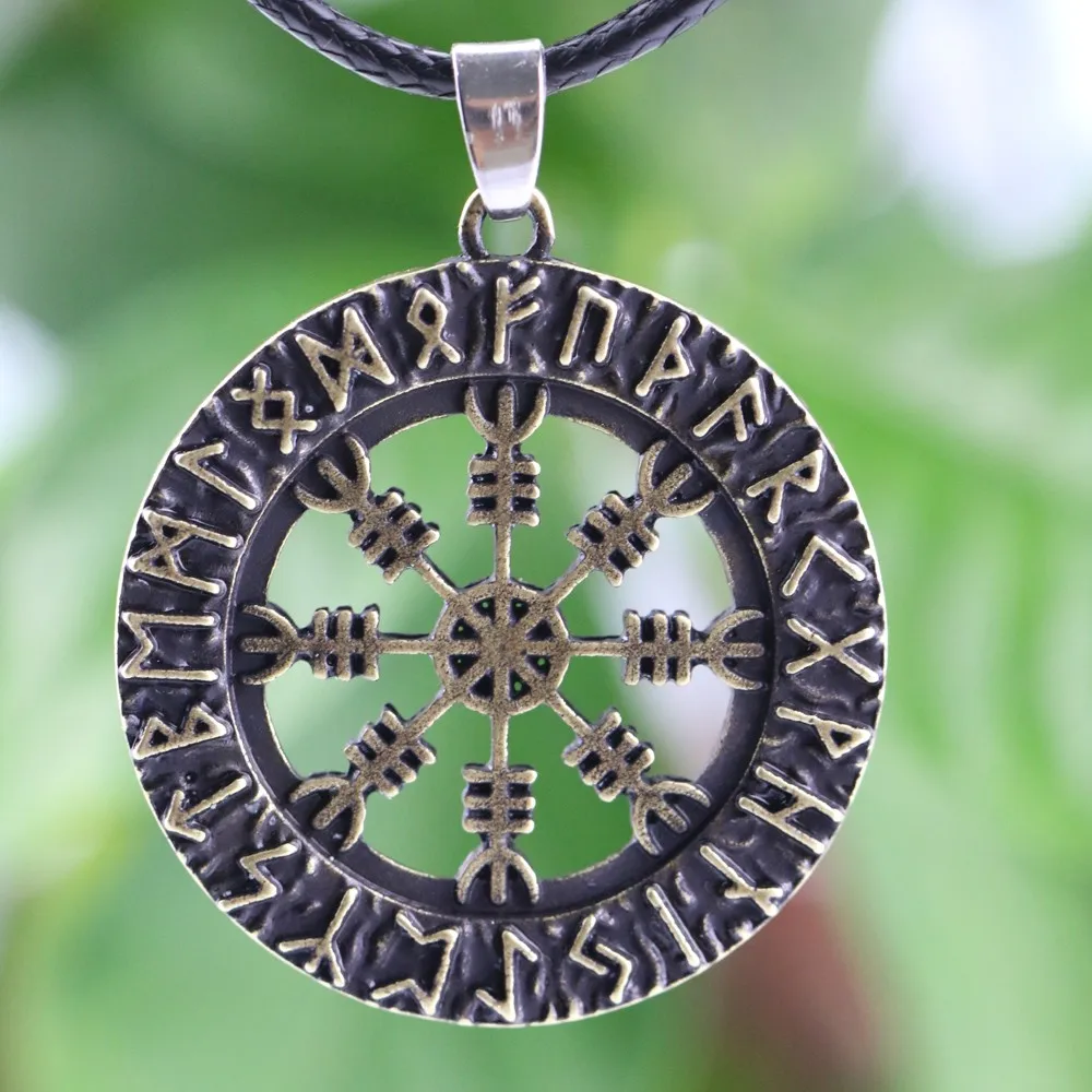 LANGHONG 10 шт. норвежский викинг Рунический амулет кулон ожерелье Vegvisir подвеска с компасом Рунический нордический талисман Подвеска Ожерелье