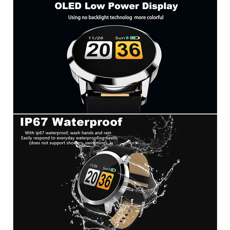 Fitness Smart Watch Men Women OLED Screen Heart Rate Monitor Blood Pressure Touch Pedometer Health Sport Watch For Android IOS