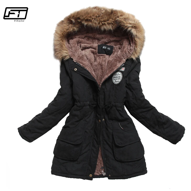 Fitaylor jaqueta com capuz feminino, jaqueta de inverno quente para mulheres com capuz com forro de parca casaco acolchoado de algodão item de tamanho longo jaqueta elegante|Parcas| - AliExpress