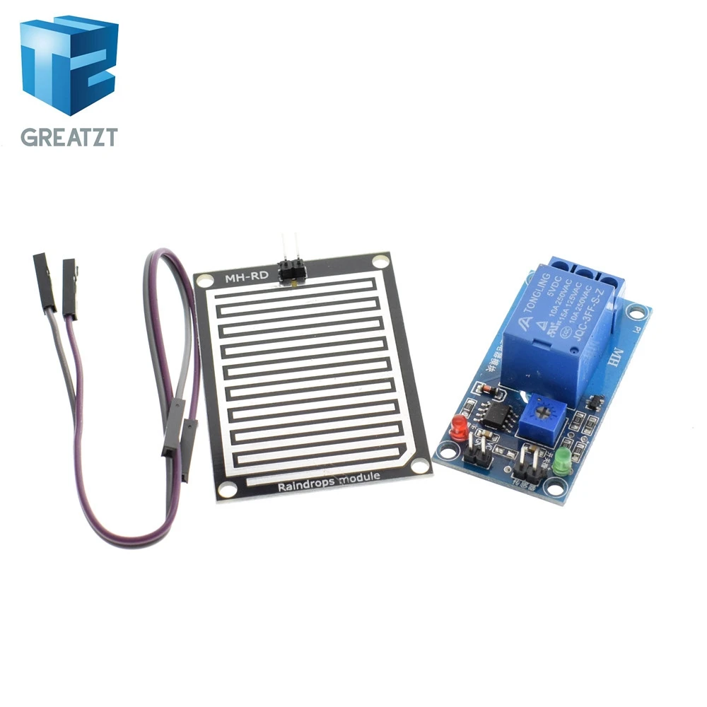 

Rain water sensor module + DC 5V 12V Relay Control Module Rain Sensor Water Raindrops Detection Module for Arduino robot kit