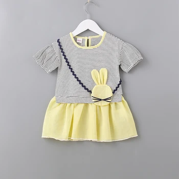 

Top Quality Baby Girl Summer Dress Cute Rabbit Striped Cotton Casual Dress Girls Infant Princesss Dresses Clothing