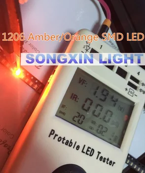 

3000pcs Orange/Amber 1206 SMD SMT Super bright LED lamp light High Quality New 600-610nm 200-300mcd 2.0-2.6v smd 1206 led diodes