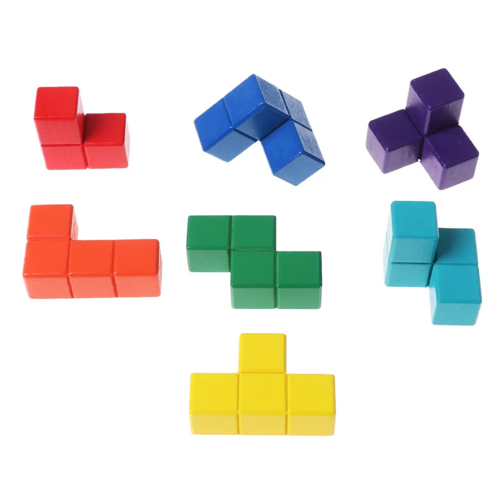 Тетрис волшебный куб Многоцветный 3D Деревянный пазл образовательный мозговой тизер игра