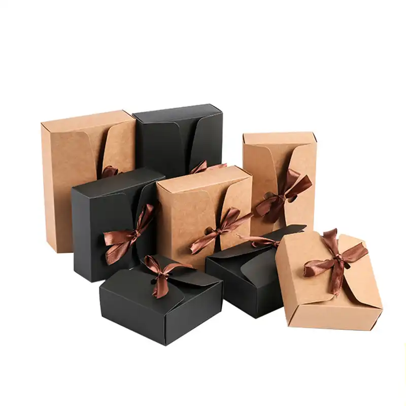 Kraft Paper Boxes Packaging With Ribbon Diy Wedding Birthday