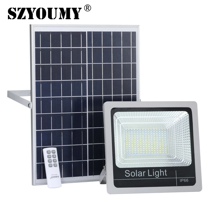 

SZYOUMY New Solar Led Flood Light Outdoor 40-120W with Timer Control Solar Floodlight with Power Indicator and on/off switch